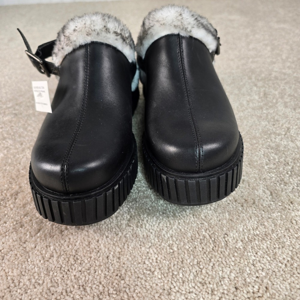 Sorel Ona Ave Mule Black Sea Salt Leather‎ Faux Fur Platform Clog NL5150-010 7.5 - Picture 5 of 8
